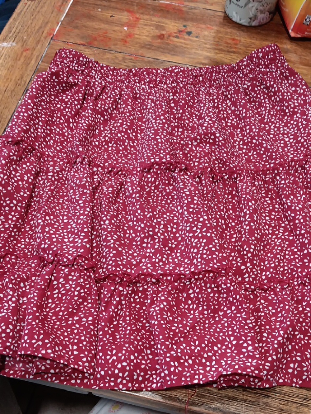 ALELLY  Girls Tiered Red Printed  Casual Summer Skirt